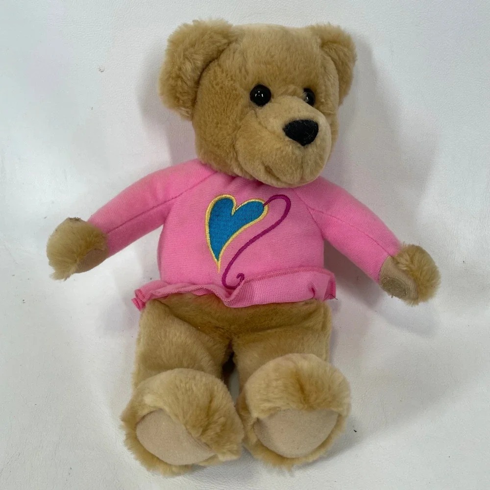 Hallmark Vintage Magnetic Kissing Teddy Bears Set Pink Purple Heart Outfits 90s